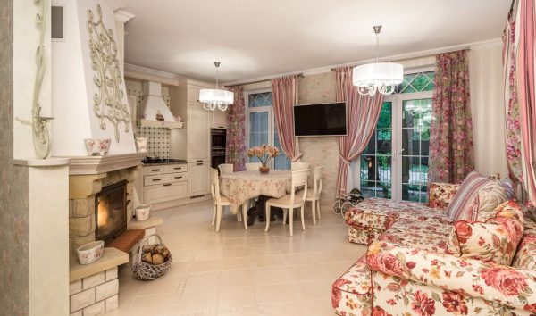 Corner sofa in the kitchen in the style of Provence