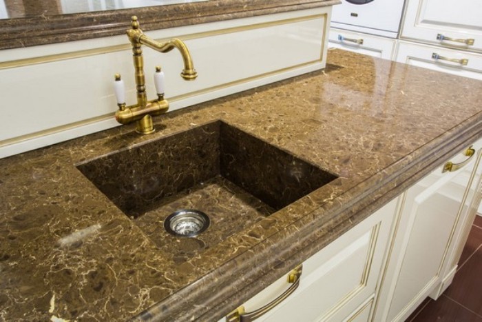 Golden quartz countertop.