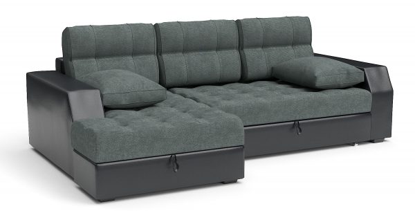 Sudut sofa ke dapur terbuat dari kain