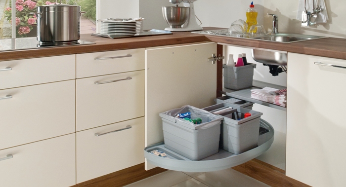 Drawers in the cabinet.