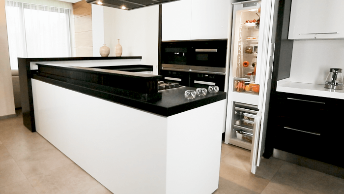 Built-in fridge in the kitchen.