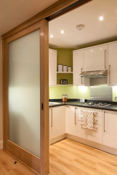 Sliding doors in a small kitchen