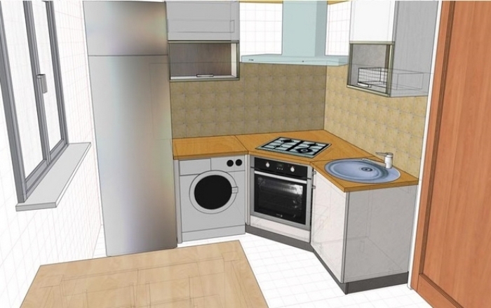 Corner kitchen design.