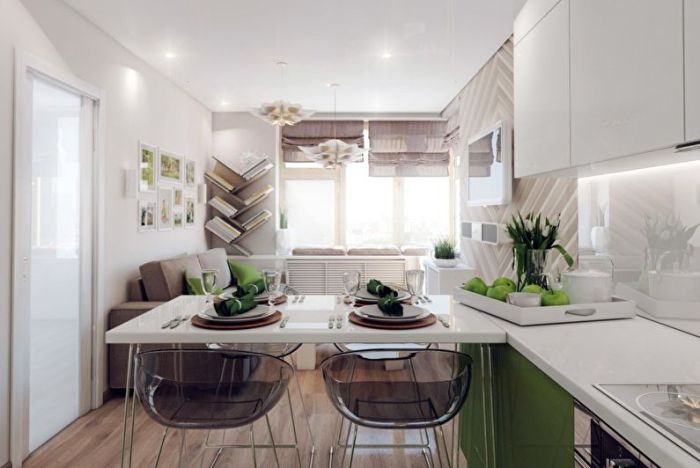 Bar counter in the design of the kitchen.